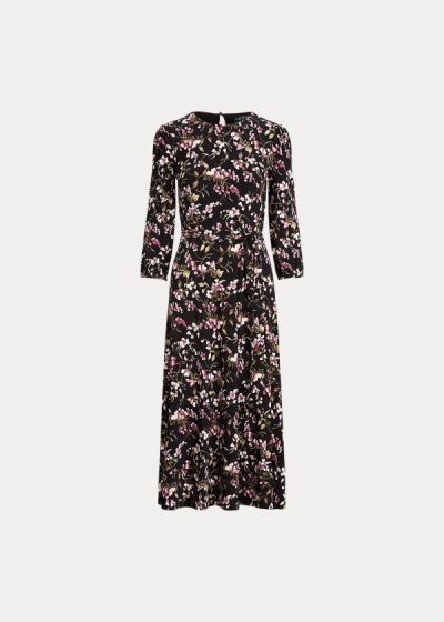 Vestidos Ralph Lauren Mujer Negros / Rosas / Multicolor - Floral Balloon-Sleeve - JUFVH7026